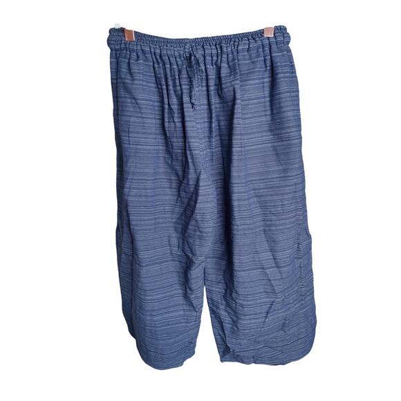 Harem Pants Elastic Waist Capri Length Woven Blue Black Purple Drawstring OSFM - Picture 1 of 9